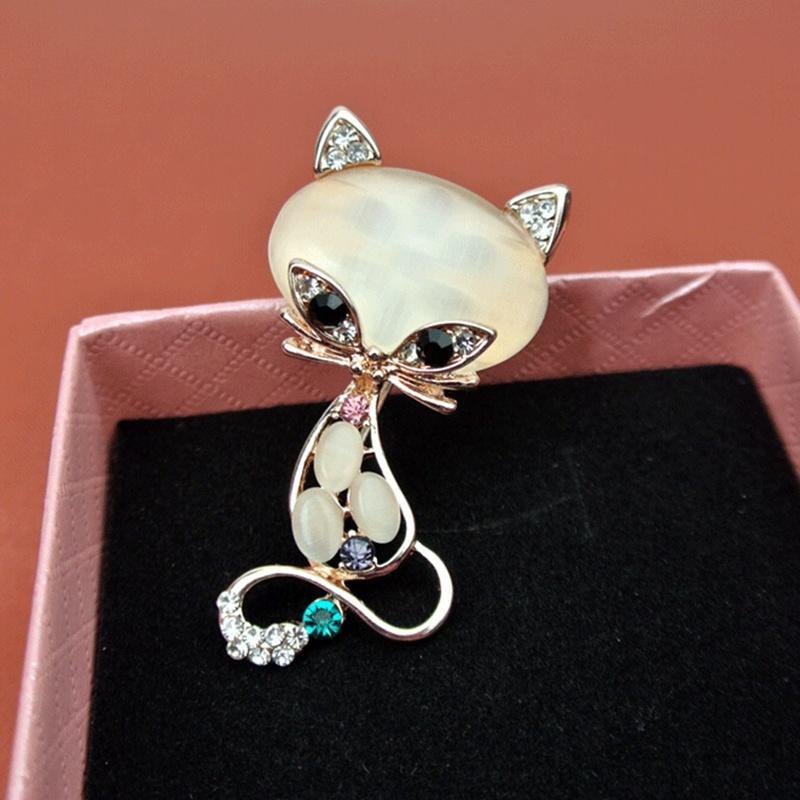 Shoulder Animal Pins Accessories Corsages Women Cats Lovely Crystal Brooch Black Cats Pin MIT