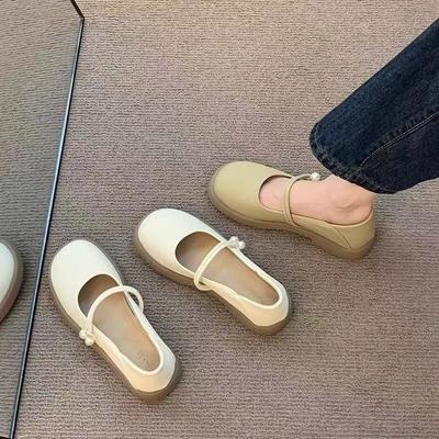 Маленькие кожаные туфли на грубом каблуке, женские весенние туфли Мэри Джейн 2025, новые туфли-бини на низком каблуке с юбкой, лоферы