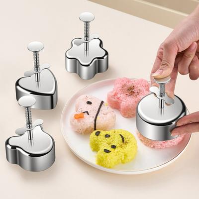 Форма для онигири из нержавеющей стали, устройство для приготовления рисовых шариков для суши, круглая, в форме звезды, цветка, для бенто, пресс для риса, кухонный инструмент, безопасный для пищевых продуктов, для пирогов, котлет, салатов