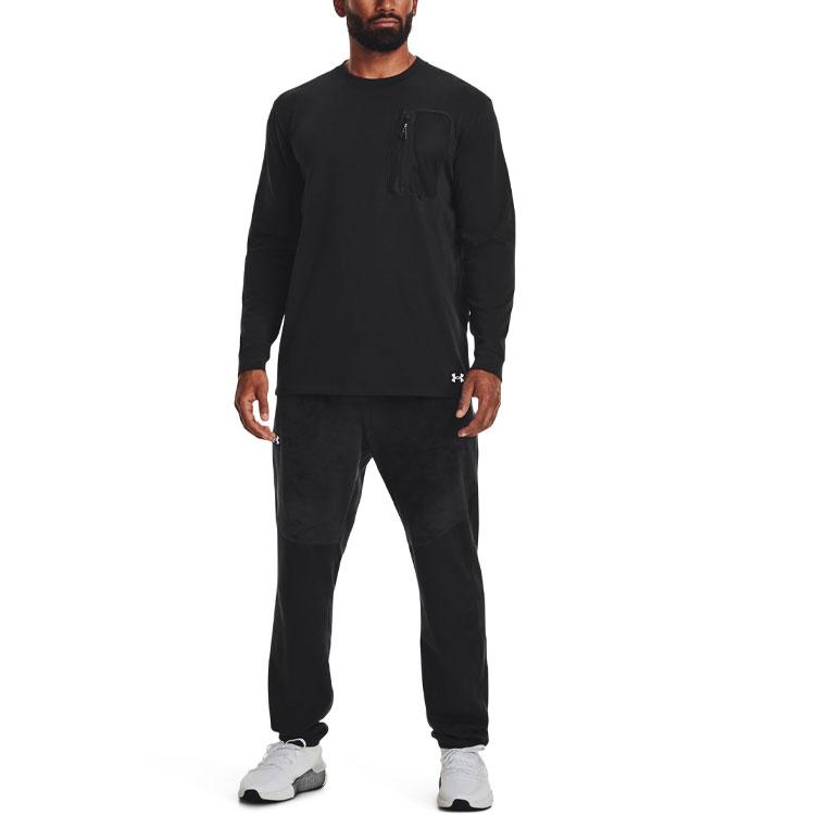 Under Armour Однотонная футболка с круглым вырезом и принтом на плечах, мужская футболка, черная 1373876-001