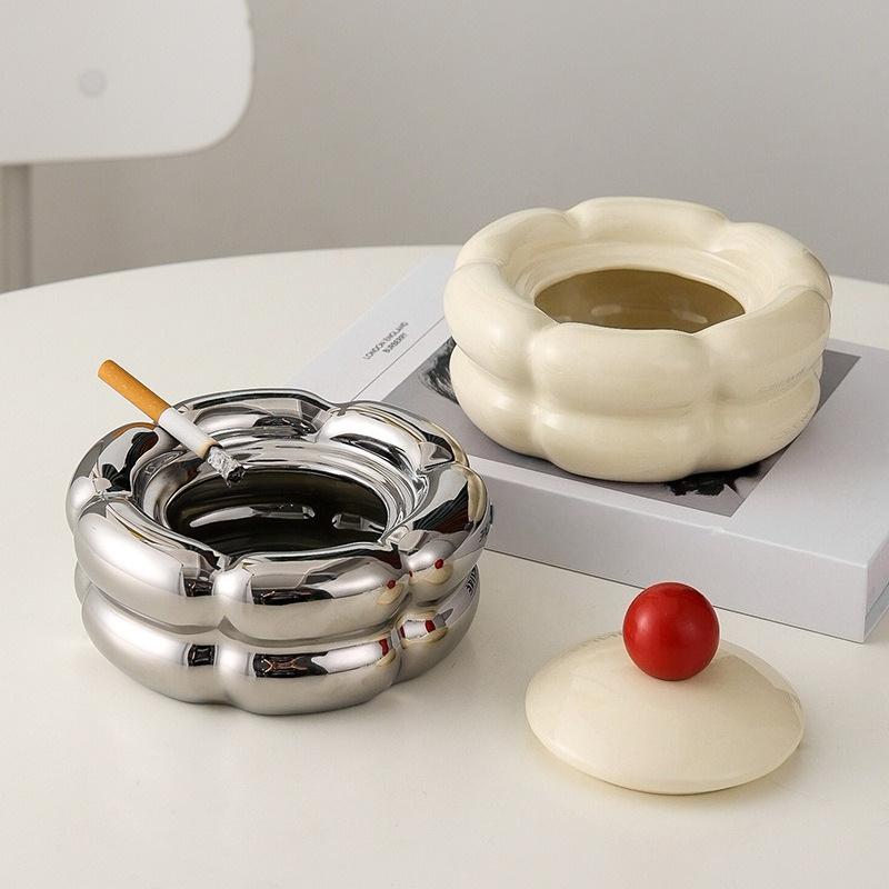 Элегантный кремового цвета с крышкой, Современный, Уникальный дизайн для декора дома и гостиной, Пепельница для гостиной, Декоративный поднос, Современный стиль
