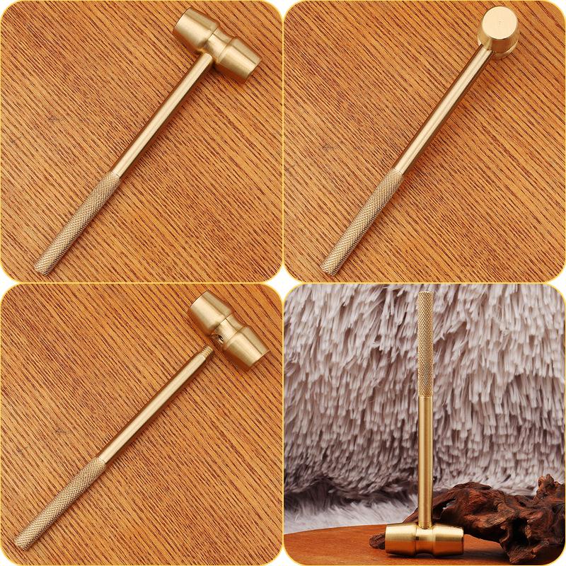 Мини-молоток из латуни: Многофункциональный двухголовочный медный и железный массажный молоток