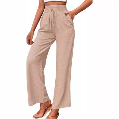 Женские модные летние и весенние повседневные однотонные свободные брюки с высокой талией и капри, повседневные брюки