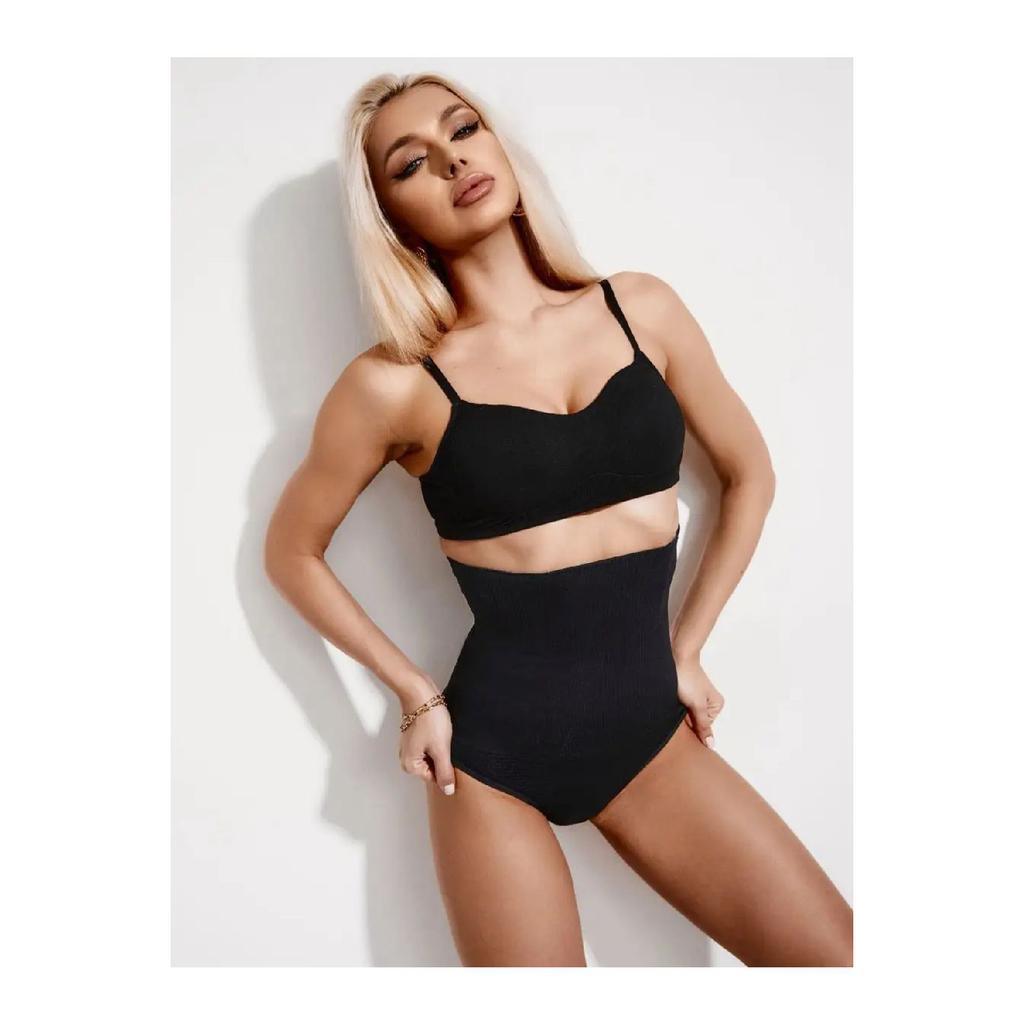 Модель Лорика с высокой талией и бесшовным узором, укрепляющие трусики-стринги, спортивный корсет черного цвета