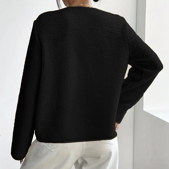 Женская флисовая куртка с открытой передней частью, кардиган с длинными рукавами, пальто, мягкие пушистые куртки-шерпа, осенняя повседневная теплая верхняя одежда