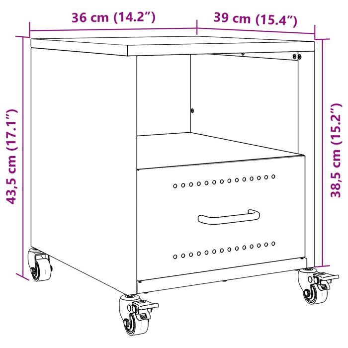 VidaXL Tables de chevet 2 pcs jaune moutarde 36x39x43,5 cm acier, armoire, meubles de chambre à coucher, support de 846711