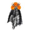 Dark Purple Skull Headband Lace Veil Gothic Hairband Stylish Skull Headwear  Halloween Party