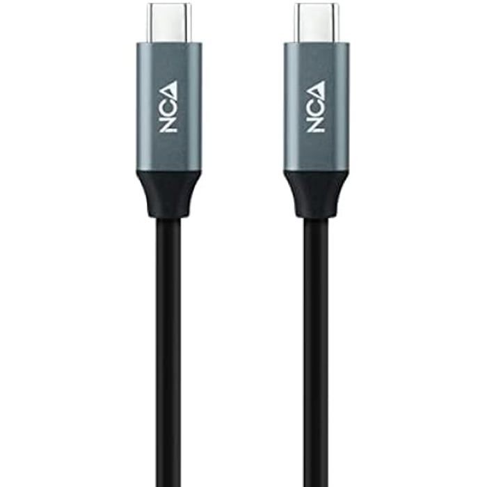 Nano Cable Câble USB 3.2 Gen2x2 20Gbps 5A/100W 4K/60Hz USB-C/M-USB-C/M, Gris/Noir, 2 m