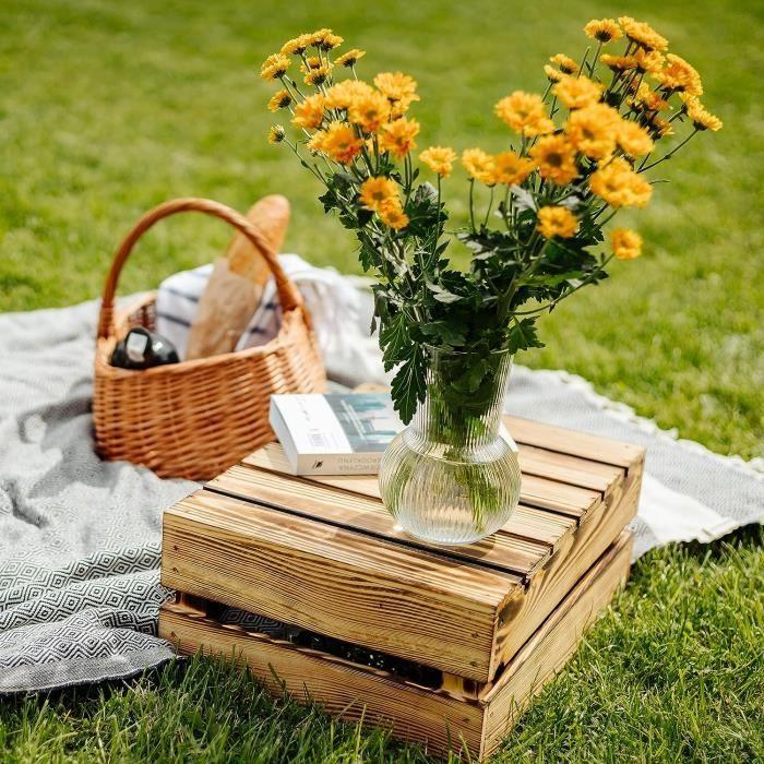 Ящик из обожженной древесины - CREATIVE DECO - 40 x 30 x 15 см - Деревянный ящик для хранения - Винтажный деревянный ящик