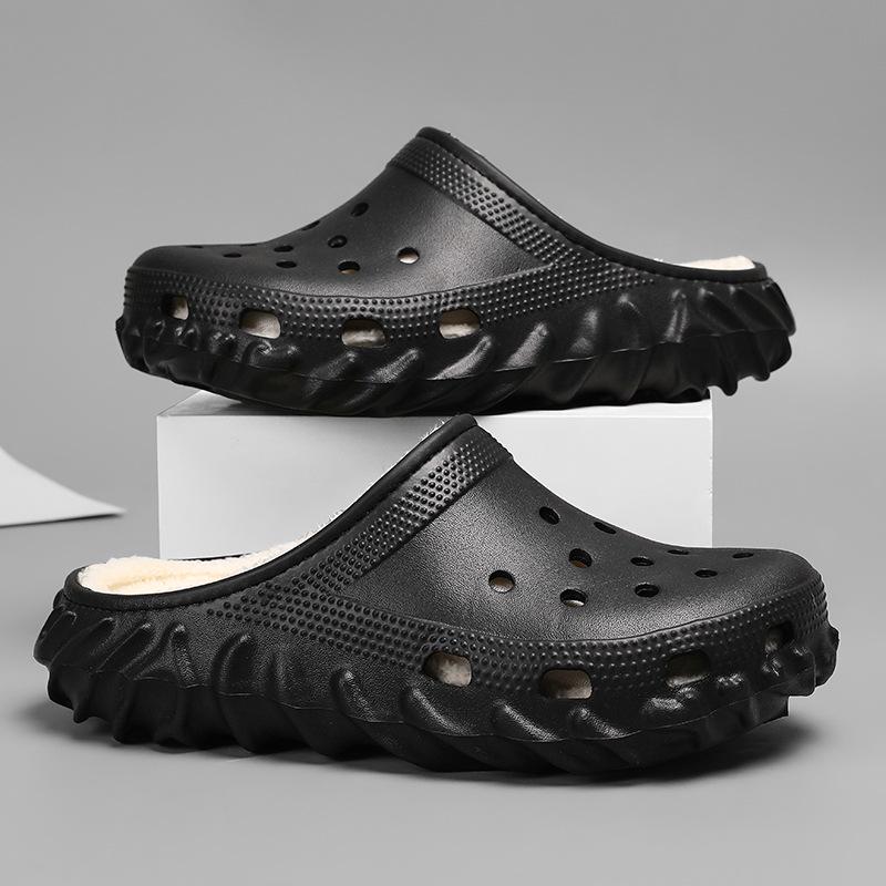 Зимние флисовые туфли с закрытым носком 2025 - Теплые, толстые хлопковые тапочки для пар