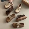 Retro British Style Small Leather Shoes Women's Fashion Big Head Single Shoes Design Sense Brown Loafers Platform Heightening Casual Shoes