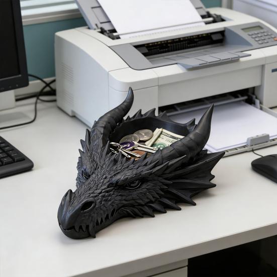 Подставка-лоток "Голова Дракона" 3D-печать Готический Органайзер для стола Держатель для ключей, украшений на стол для прихожей, домашнего офиса, спальни, туалетного столика, прикроватной тумбочки