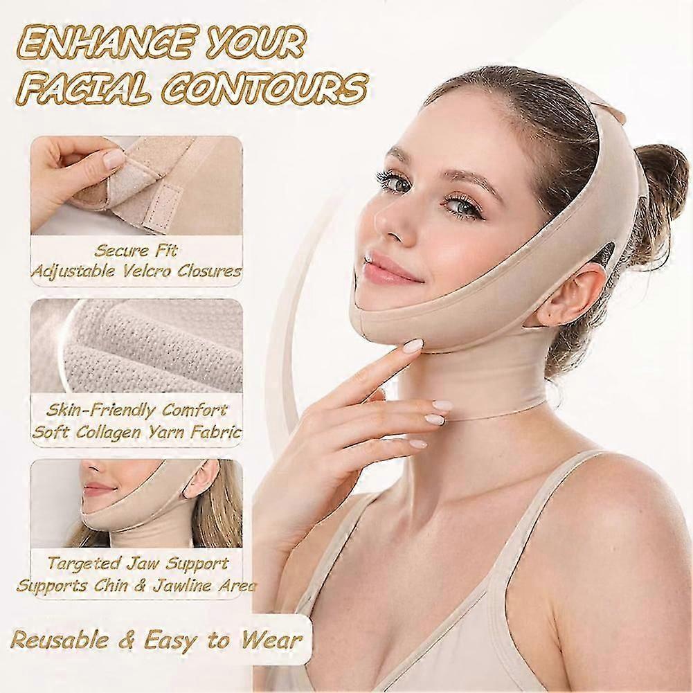 Collagen Face Sculpt Wrap, Reusable Face Mask for Wear While Sleeping, Face Wrap for Chin & Jawline