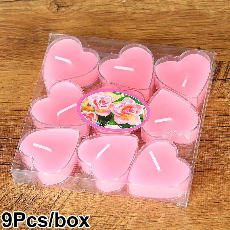 9Pcs/Box Box-Packed Romantic Love Candle Small Candle Confession Candlelight Heart-Shaped Aromatherapy Propose Valentine's Day