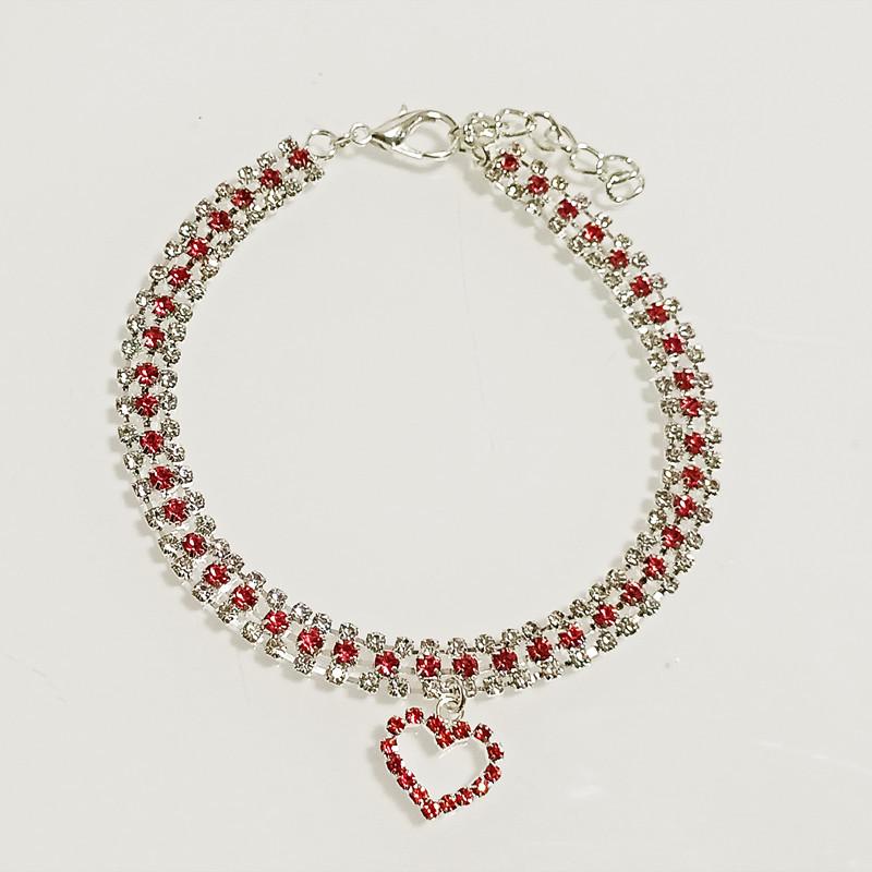 Heart Pendant Rhinestone Pet Collar for Small To Medium Dogs and Cats