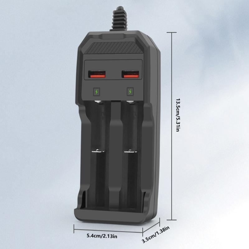 Зарядное устройство для аккумуляторов 18650, 2 отсека, зарядное устройство с USB-портом для аккумуляторов 26650/21700/18650/18500/16340
