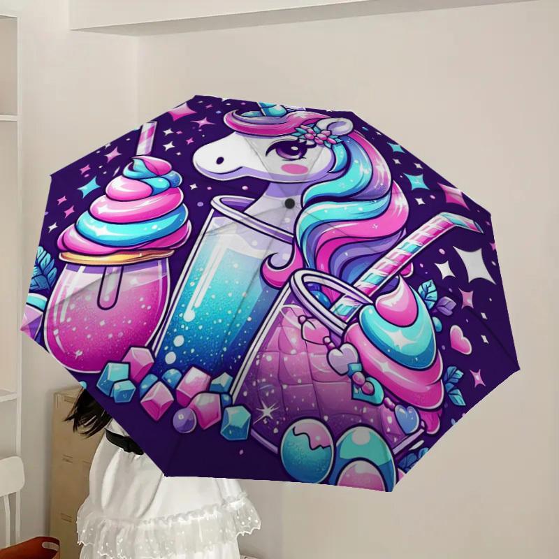 1pc Unicorn Fantasy Sweets Umbrella with Plastic Handle,Suitable for All Seasons Home Travel Outdoor UmbrellaDD276
