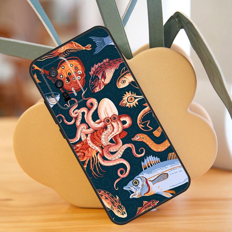 Чехол Marine Life Ocean Octopus для POCO F6 Pro X6 X5 X3 F3 F5 M6 M5s Xiaomi 13T Pro 11T 12T 12 13 Lite 14 Ultra Cover