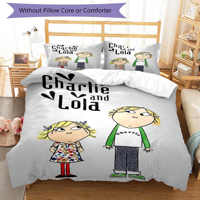 3pcs Charlie and Lola Bedding Set Duvet Cover Closure Includes 1 Duvet Cover & 2 Pillowcases, Soft and Comfortable for All Seasons.