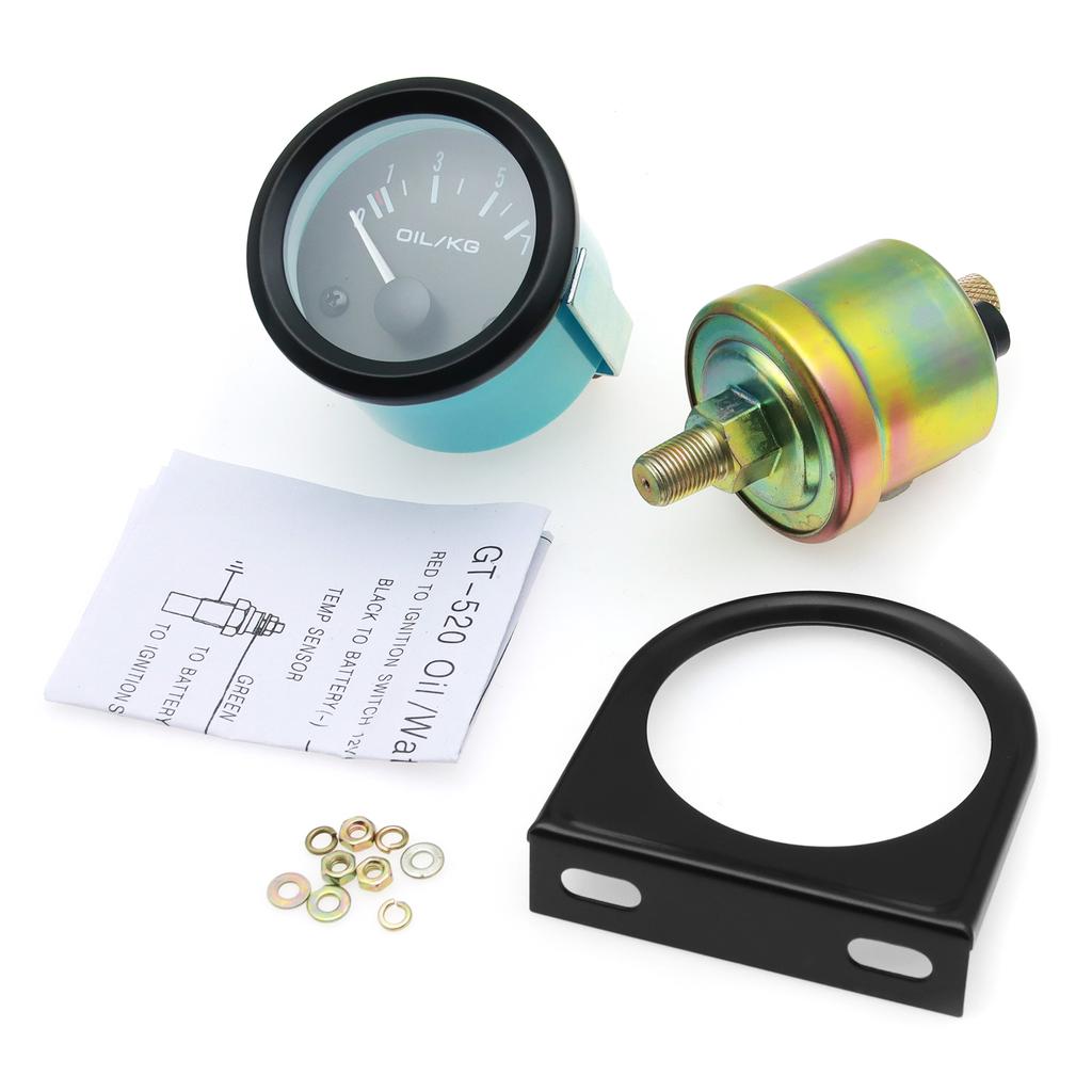 2" 52MM Oil Pressure Gauge kg Car Meter With Press Sensor Bracket Pod Holder Automotive Auto Car Accessories For 12V Vehicle