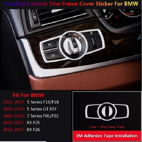 For BMW 5 7 X3 X4 F10 F07 F01 F25 F26 Car LED Headlight Switch Button Cover Trim
