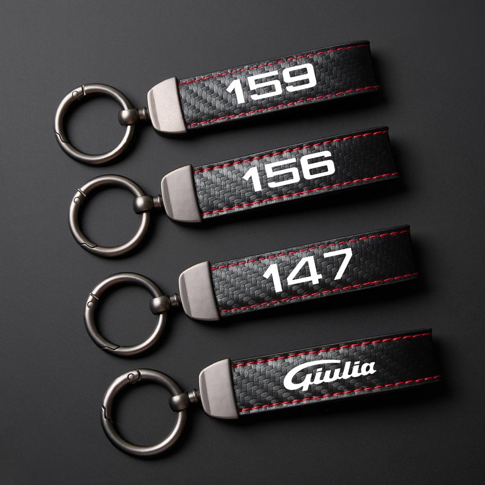 CQSUV1 Exquisite Carbon fiber Keychain Auto custom Key Ring For Alfa Romeo 147 156 159 MITO Giulietta Giulia Stelvio Accessories