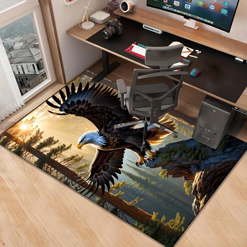 3D Eagle Take-off Printing Area Carpet-non-slip Polyester Chair Carpet Pad, Living Room Interior Bedroom Decoration