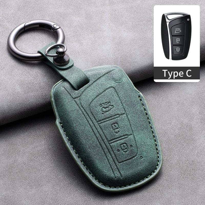 Leather Car Key Case Cover Shell For Hyundai Grand Santa Fe 3 DM I30 IX35 Ix45 Encino KONA Solaris Azera Grandeur Creta 2 Kona