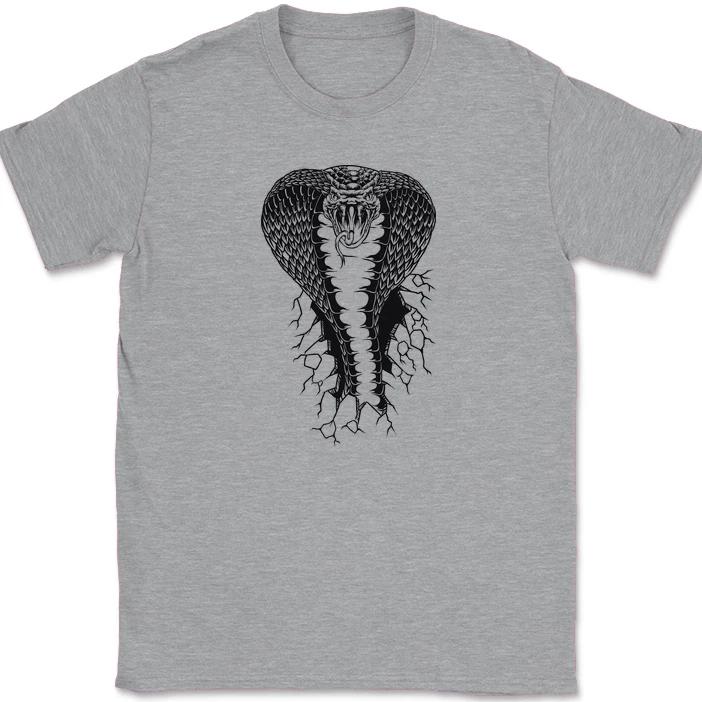 Футболка с коброй, разрывающей ткань, забавный юмор про змею, рептилию, подарок, графическая футболка