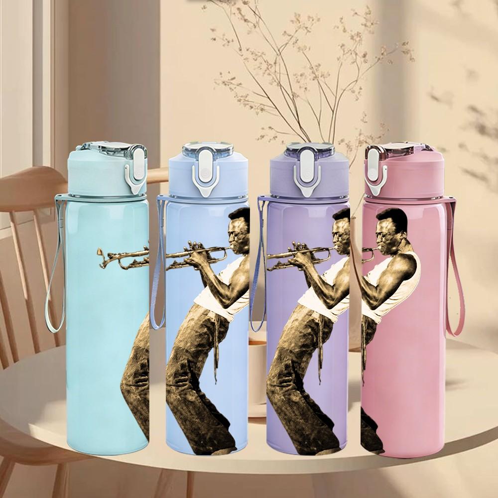 1PC Trumpet Player Male Art 750ml sports water bottle leakproof straw lid outdoor office home
