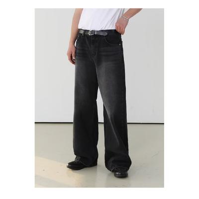 Ретро джинсы мужские осенние новые стильные взрывные уличные хулиганские красивые повседневные брюки для подростков свободные прямые широкие мужские брюки