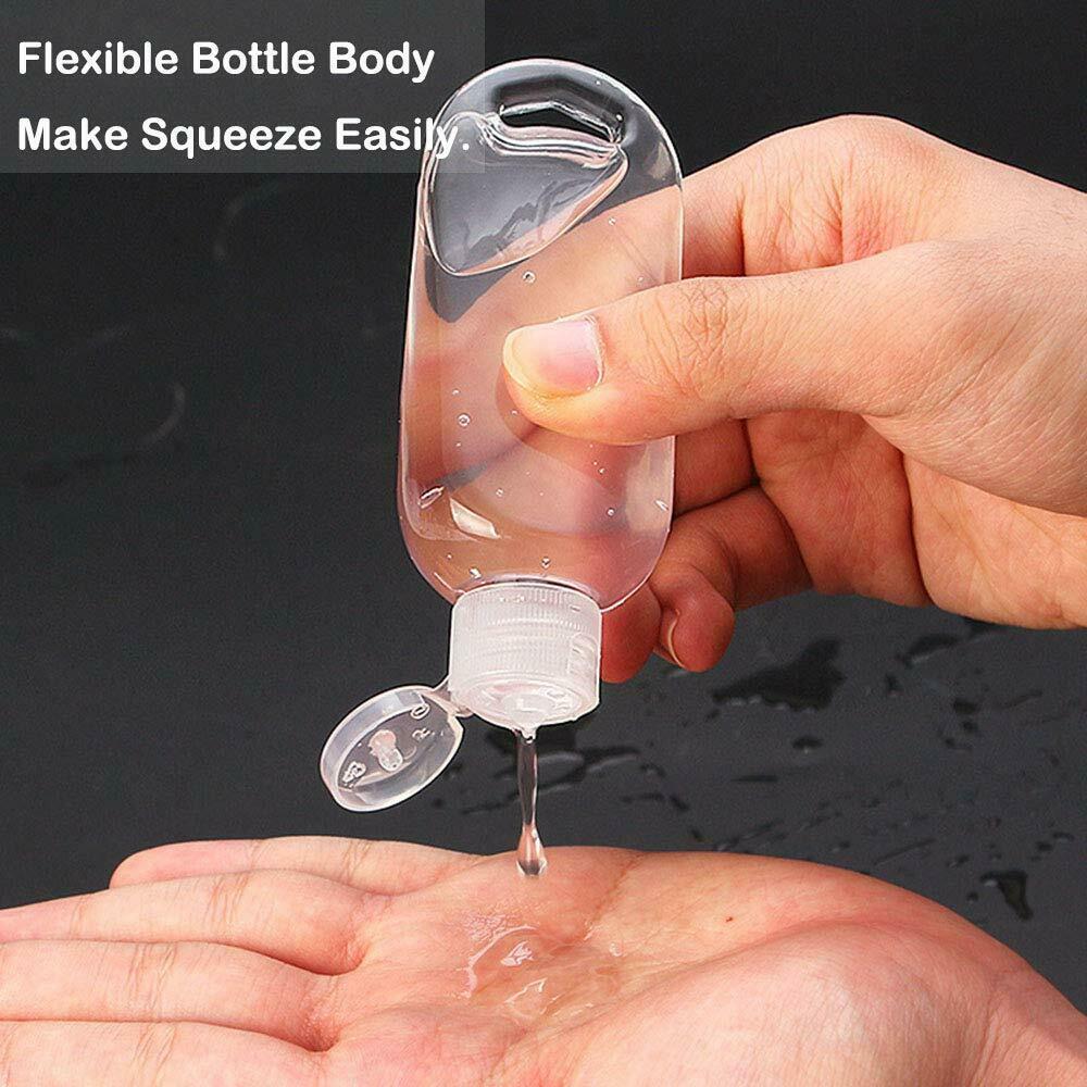 1-100PCS 30/50ml Empty Plastic Refillable Liquid Gel Bottles Travel Sanitizer Bottle With Key Ring