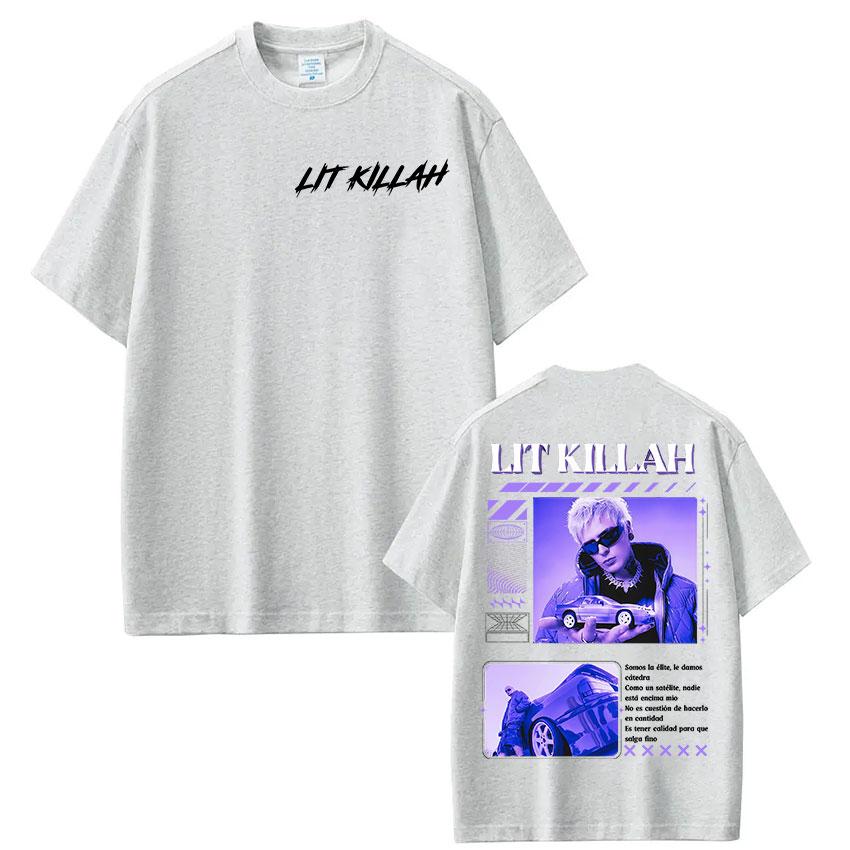 Rap Singer Lit Killah Album Tshirt Tour Merch Oversized Short Sleeved Tshirt Mens Hiphop Gothic Punk Tshirt Street Wear