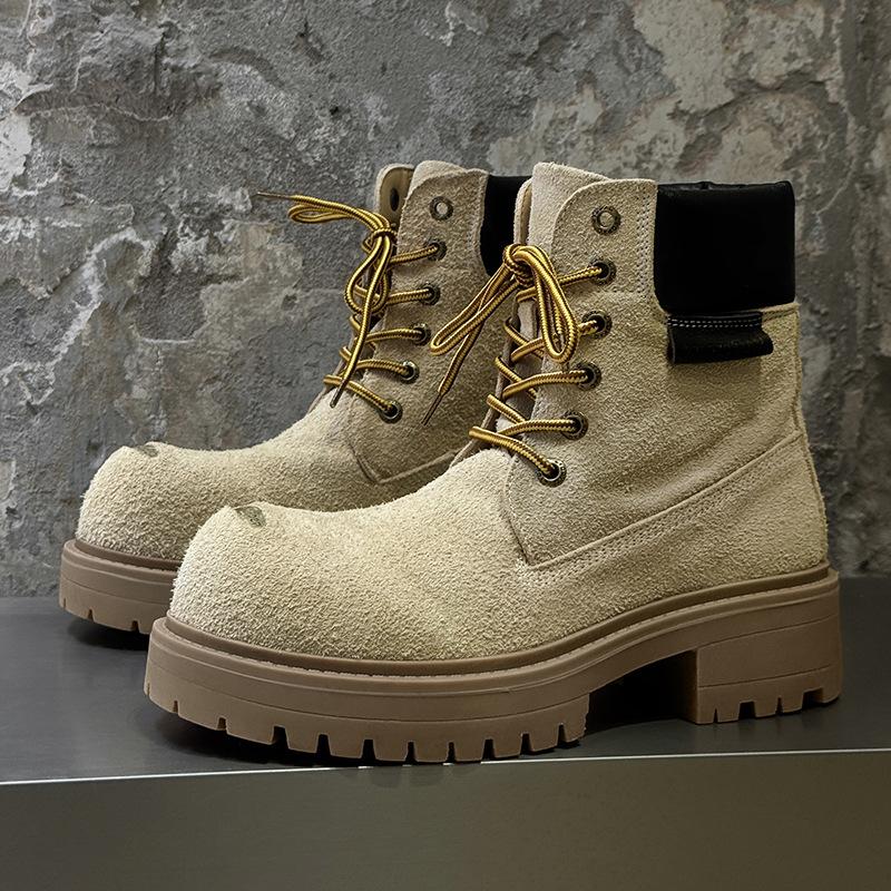 Мужские и женские резиновые ботинки, пара, на толстой подошве, увеличивающие рост, в британском стиле, повседневные, с большим носком, ботинки Мартина 43156-44156-J