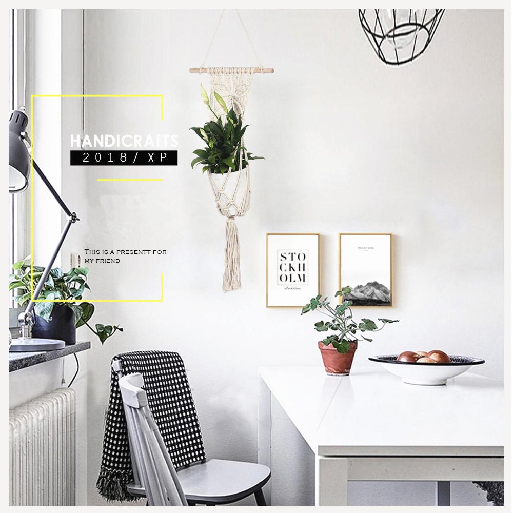 Вешалка для растений, Вешалка для растений в технике макраме Подвесная вешалка для цветов Настенное искусство в винтажном стиле