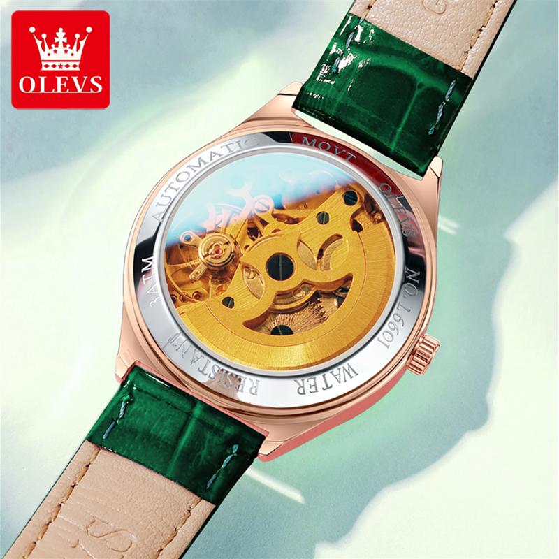 OLEVS Brand Watch Diamond Hollow Mechanical Table Waterproof Night Ladies Watch Female Watch