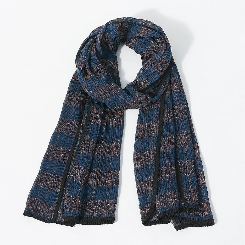 70*190cm Autumn and Winter Korean Style Retro High-End Feeling Striped Scarf Contrasting Color Soft and Unique Men Warm Scarves