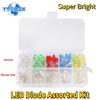 200PCS LED Diode 5MM Super Bright Straw Hat and Round LED Diodes Assorted Kit F5 Green Red Blue Yellow White
