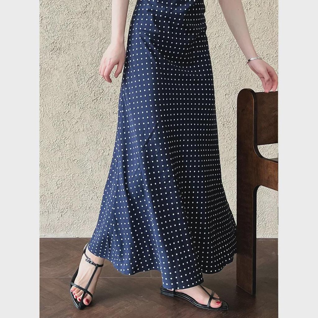 Летнее платье Luxi с V-образным вырезом и французским кружевом в горошек - облегающая длинная юбка