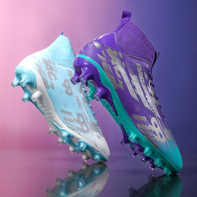 Футбольные бутсы мужские высокие шипы тренировочные для школьников длинные шипы молодежные искусственная трава детские тренировочные