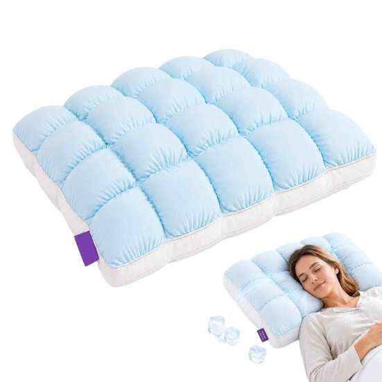 Охлаждающие подушки для чувствительной кожи Mellow Puff Cloud Pillow, Лед?Шелковое Стеганое Квадратное Мягкое Постельное Белье, Влагоотводящая Поддержка для Спящих на Боку и Спине,