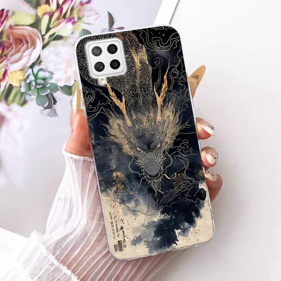 For Samsung Galaxy A22 4G A225F / A22 5G A226B Cool Dragon Tiger Pattern Phone Case For Samsung A22 Soft Silicone TPU Bumpers