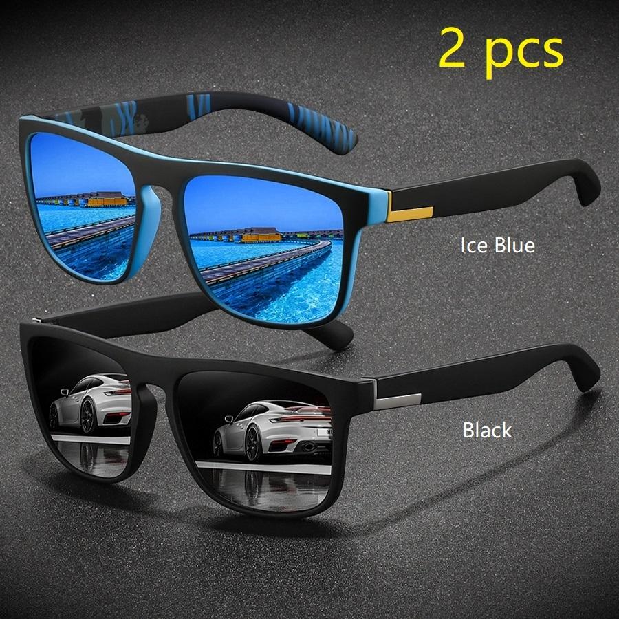 2 предмета модные винтажные квадратные спортивные солнцезащитные очки для мужчин и женщин для вождения и рыбалки брендовые дизайнерские солнцезащитные очки ретро мужские очки UV400