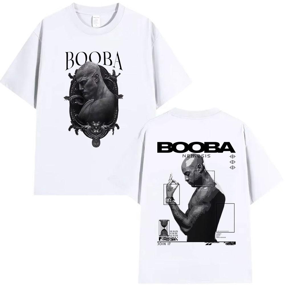 Rapper BOOBA Альбом тура 2025 Графическая футболка Мужская Ретро Готический Хип-Хоп Футболки с коротким рукавом Мужчина 100% Хлопок Футболка Уличная одежда