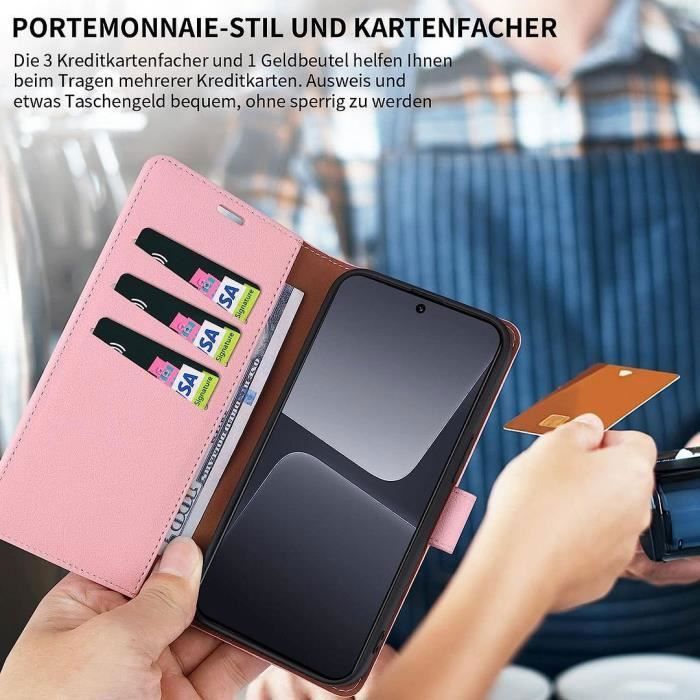 Coque pour Xiaomi 13 Pro - E.F.CONNECTION - Fermeture Magnétique - Effet Cuir - Rose