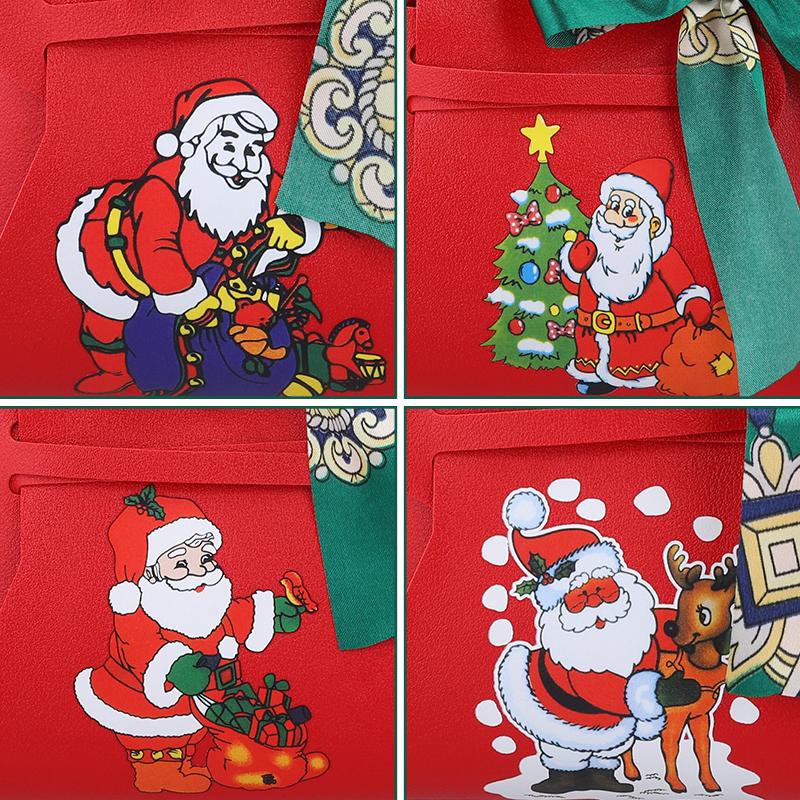1 шт. рождественская вечеринка декор ручной подарочный пакет рождественские коробки конфет с принтом Санта-Клауса коробка конфет из искусственной кожи