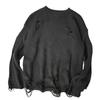 Men Sweater Solid Color Ripped O Neck Oversized Couple Sweater