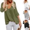 Ramidos Fashion Women's 3/4 Sleeve V Neck Button Down Shirts Casual Tops Shirts Blouses