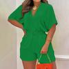Ladies' Loose And Comfortable Summer V-neck Jumpsuit With A Drawstring