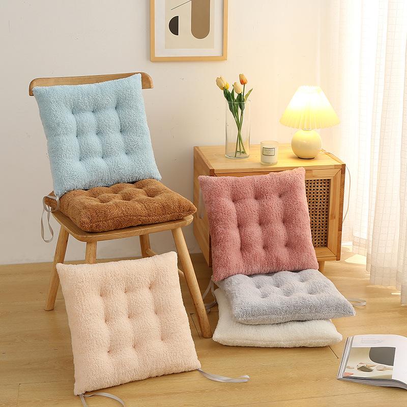 Plush Cushion Home Dining Chair Cushion Thickened Warm Office Plain Dormitory Chair Cushion